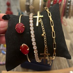 Gold and Red Gemstone Bracelet Collection